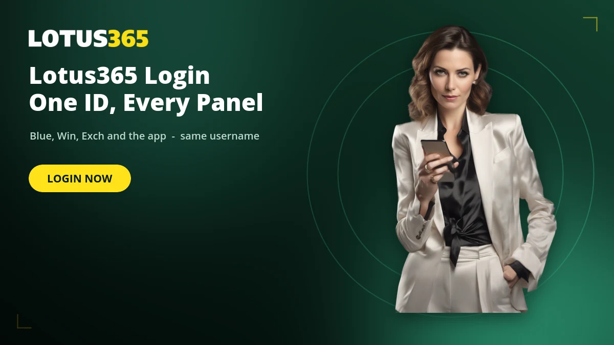 Lotus365 login screen showing the Lotus365 ID and password fields on the Indian sportsbook